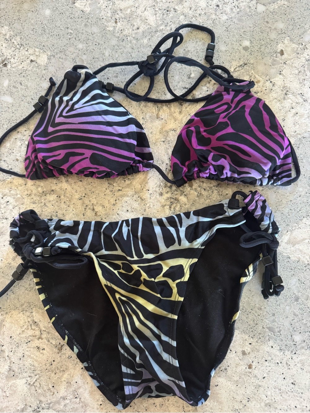 Y2K Charlotte Russe Purple Gradient Zebra Print Bikini Set